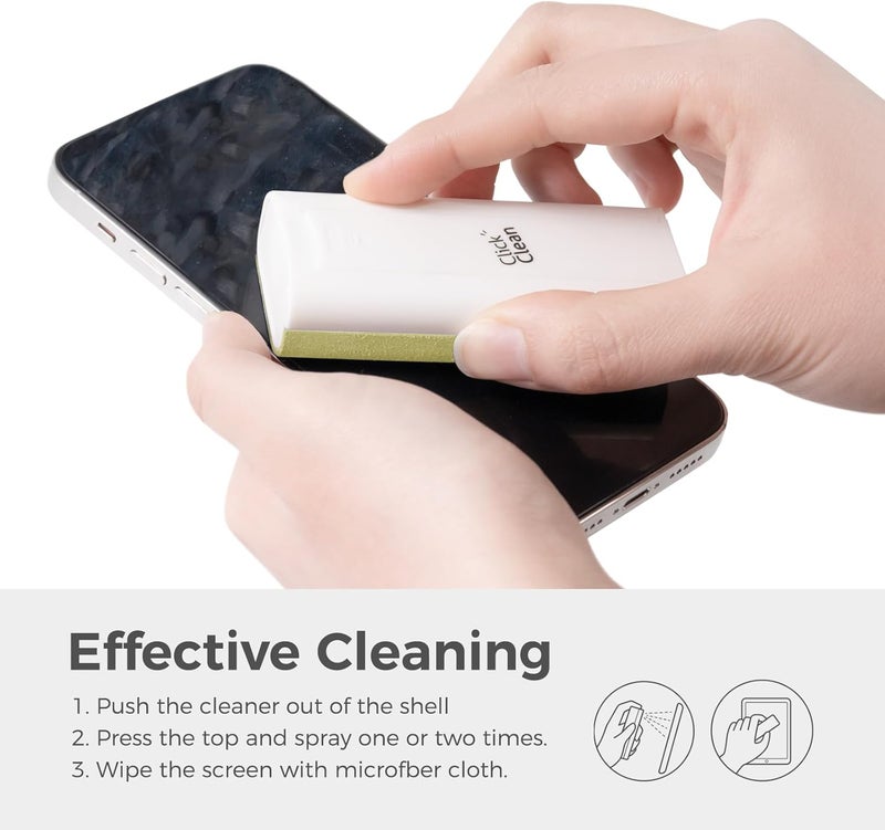CLICK CLEAN Touchscreen Mist Cleaner, Screen Cleaner, All in One Screen Cleaner Spray with Microfiber and Phone Stand for All Phones, Laptop and Tablet Screens (Beige) - Image 3